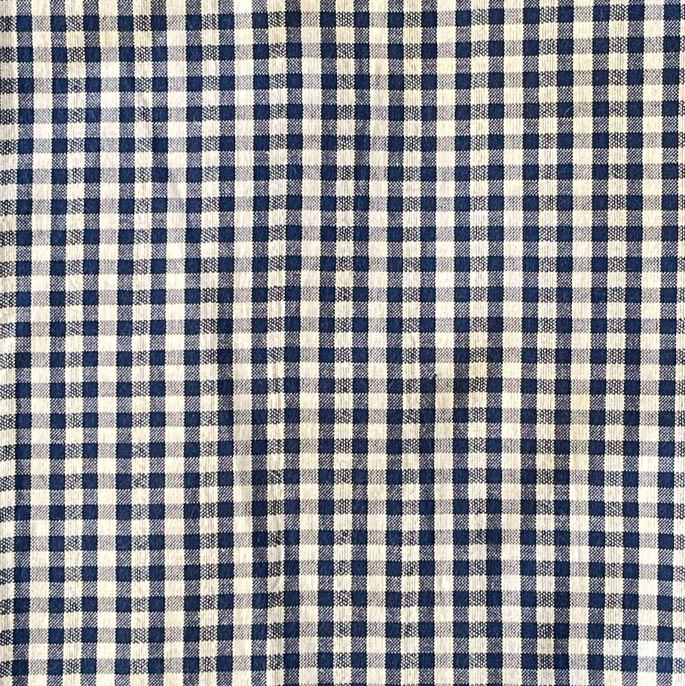 Men summer pajama set White T-shirt + Indigo X White checkered Pants - Image 2