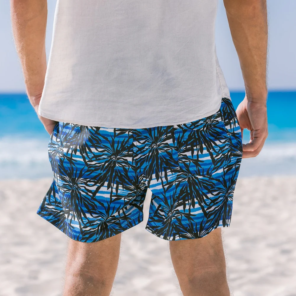 Men summer swimwear Black palms - Image 2