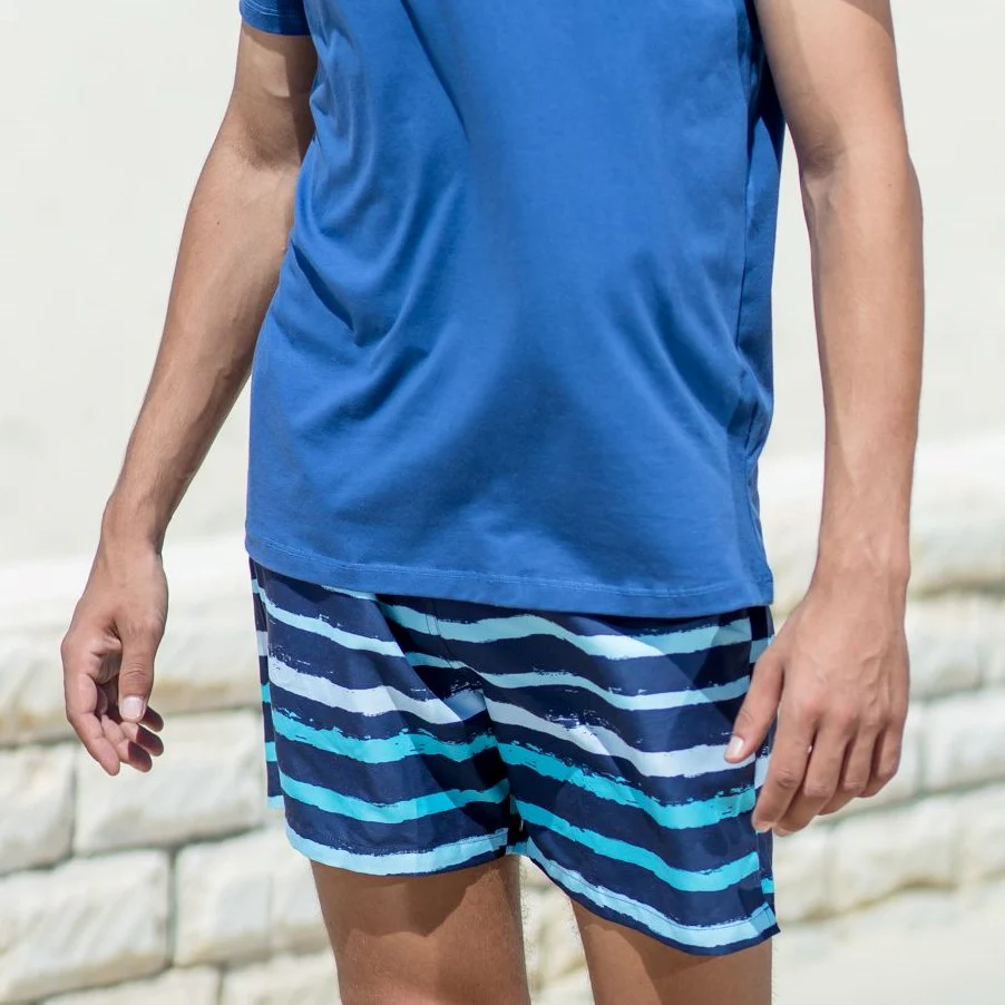 Men summer swimwear Blue stripes - Image 5