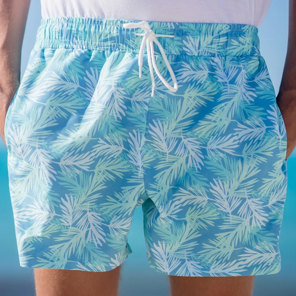 Men summer swimwear Green Palm Leaves - Image 3