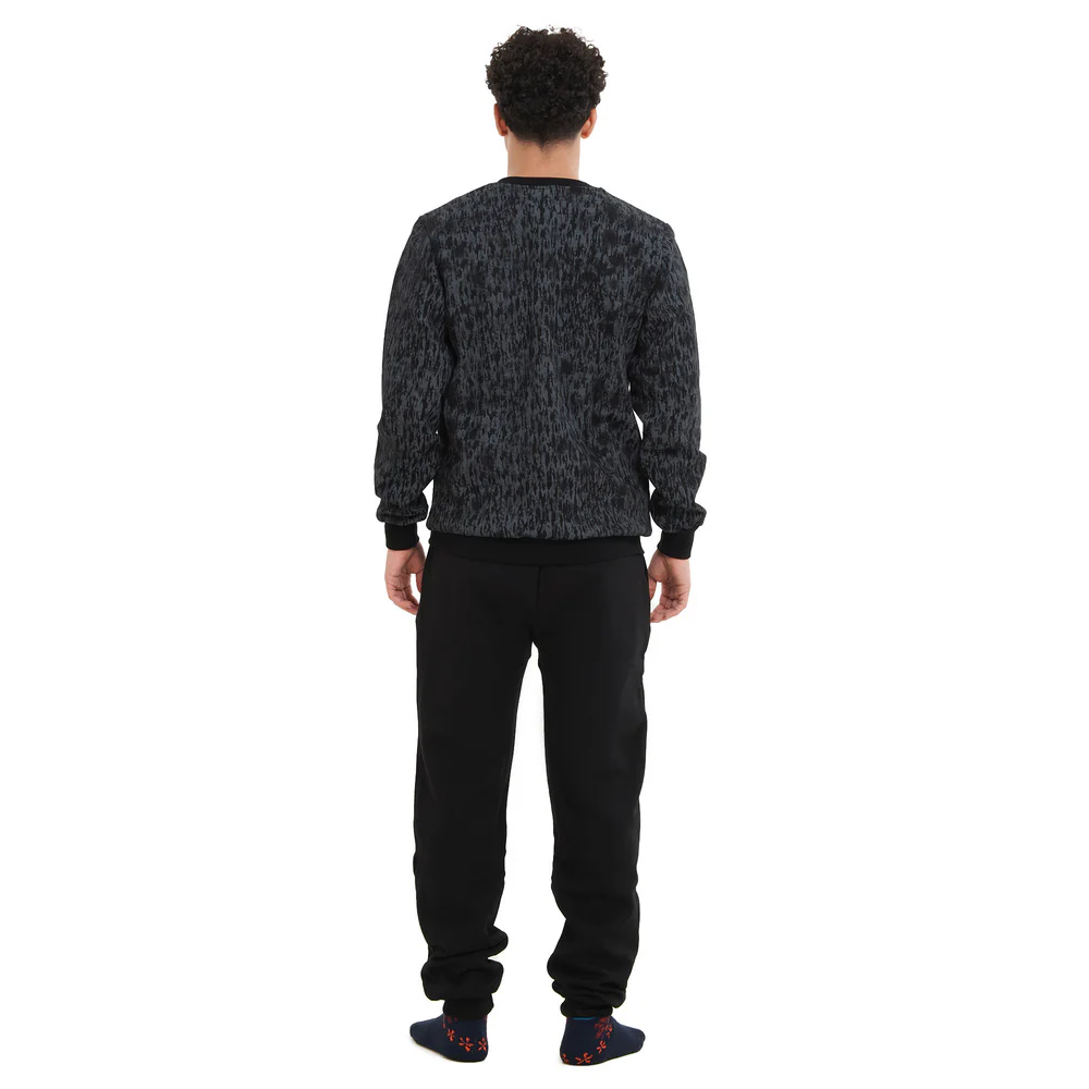 Men Winter Pajama Set Black Camouflage Sweatshirt + Black Pants - Image 4