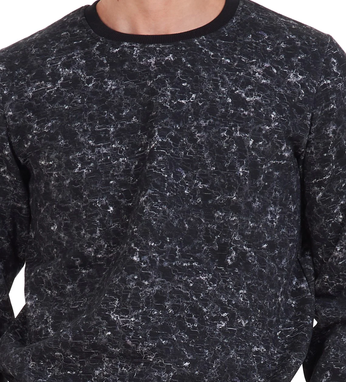Men Winter Pajama Set Black Marble Shirt + Light Grey Pants - Image 5