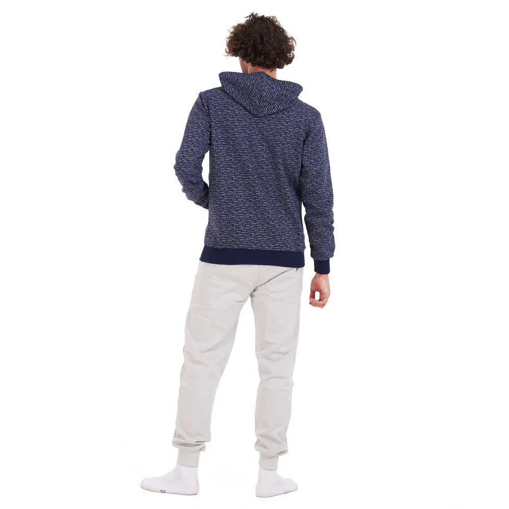 Men Winter Pajama Set Dark Blue Doodle Sweatshirt + Light Grey Pants - Image 4