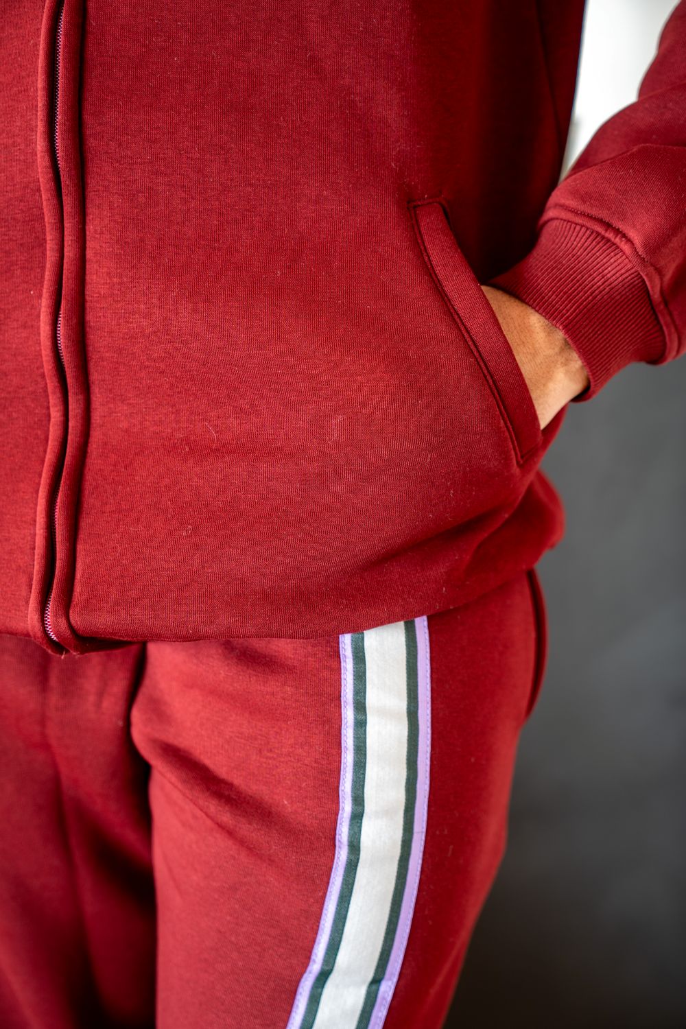 Men Winter Pajama Set Dark Red T-shirt + pants - Image 2
