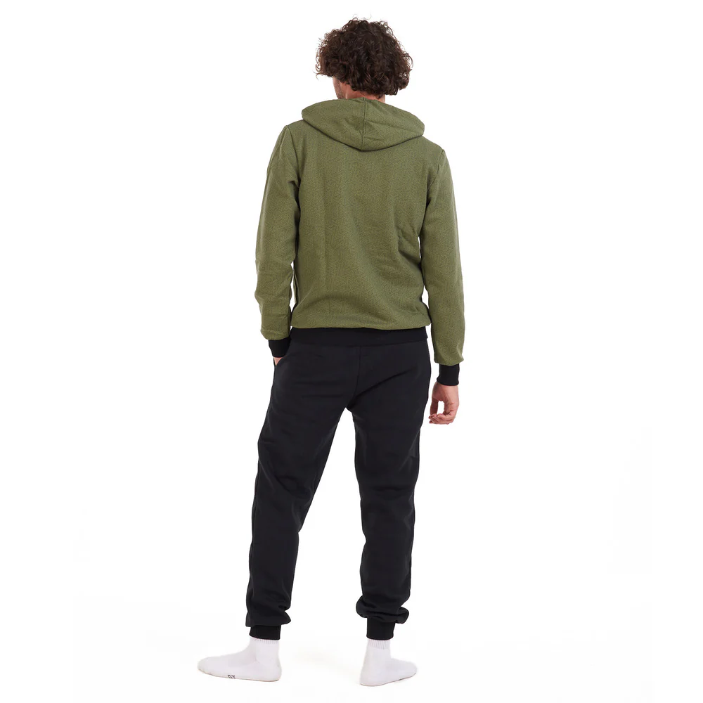 Men Winter Pajama Set Green geometric Sweatshirt + Black Pants - Image 4