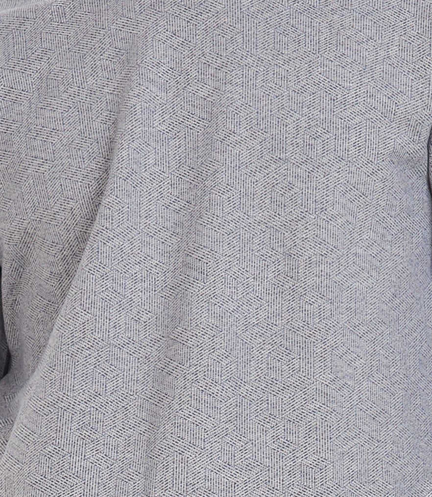 Men Winter Pajama Set Grey Geometric Shirt + Dark Blue Pants - Image 5