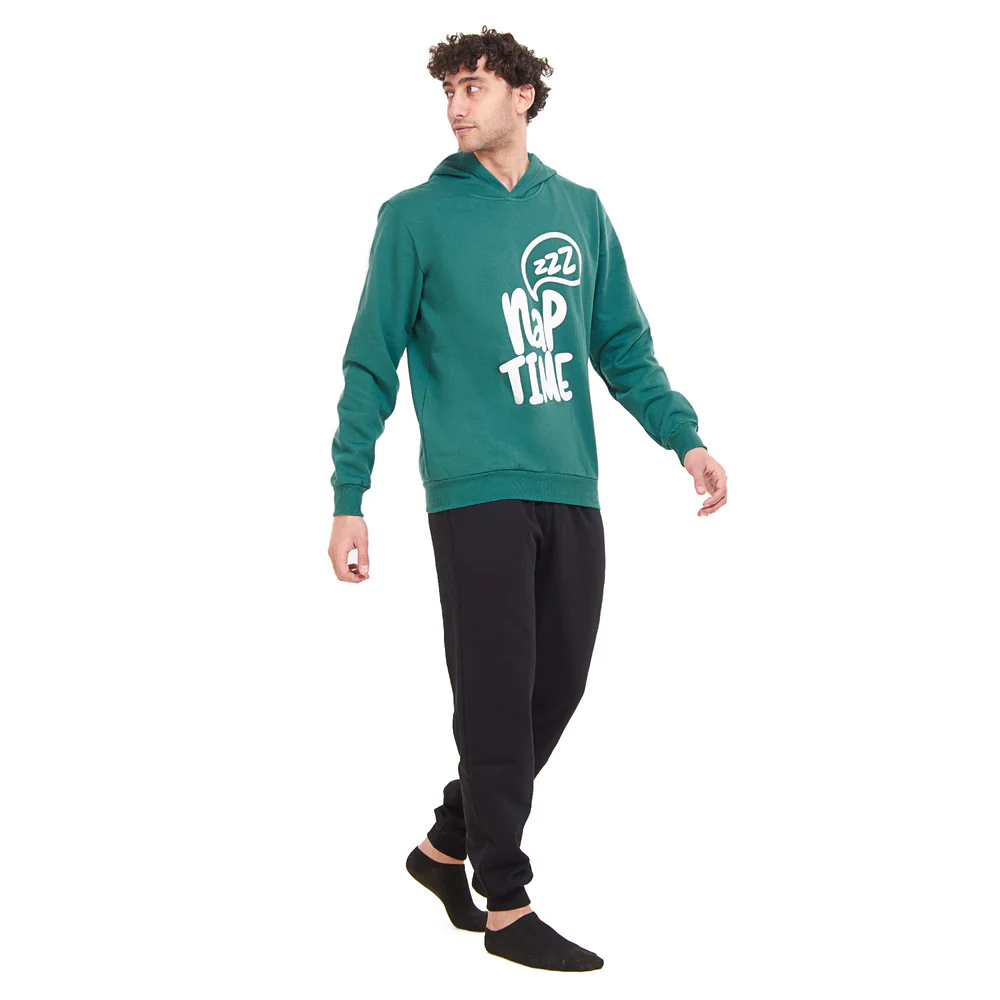 Men Winter Pajama Set Nap Time Sweatshirt + Black Pants - Image 3