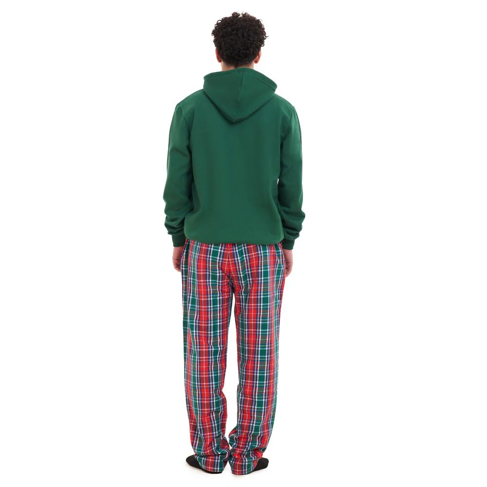 Men Winter Pajama Set Oh Deer Hoodie + Red x Green Checkered Pants - Image 3