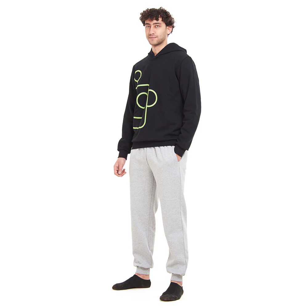 Men Winter Pajama Set Robot Sweatshirt + Grey Pants - Image 2
