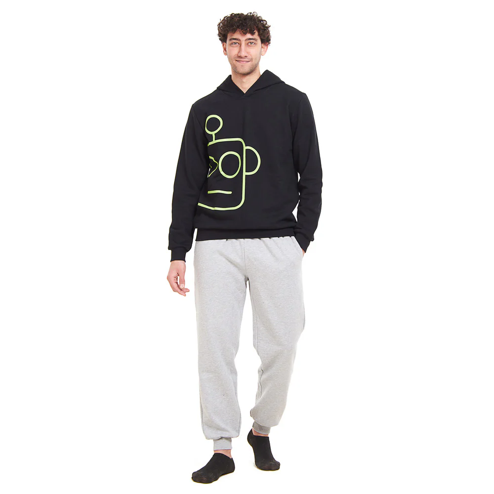 Men Winter Pajama Set Robot Sweatshirt + Grey Pants - Image 4