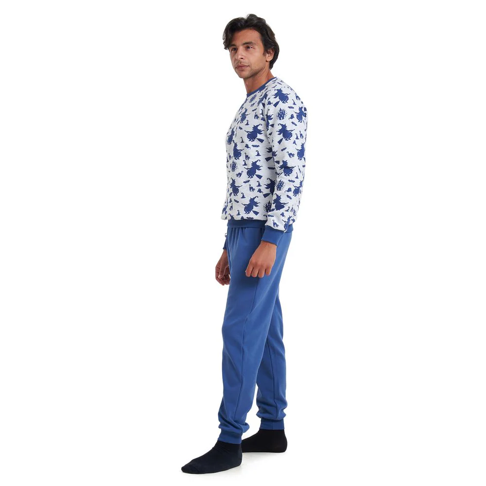 Men Winter Pajama Set Witches Shirt + Indigo Pants - Image 2