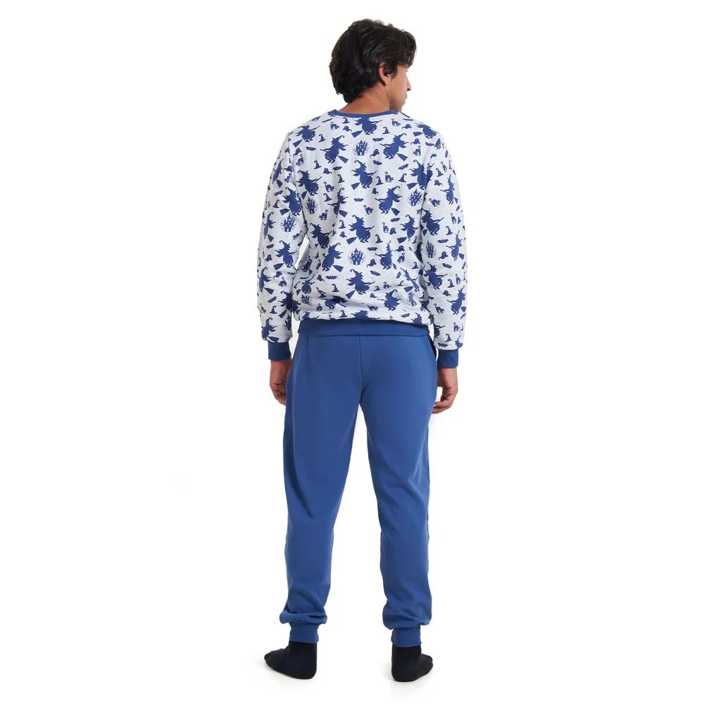 Men Winter Pajama Set Witches Shirt + Indigo Pants - Image 4