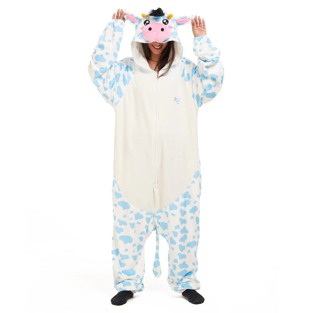 Snuggs Blanket Animal Onesie Light blue Cow