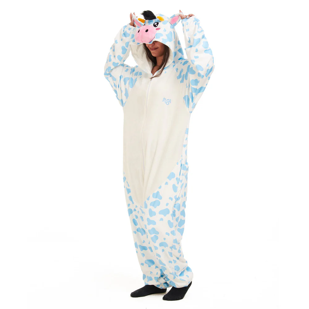 Snuggs Blanket Animal Onesie Light blue Cow - Image 5