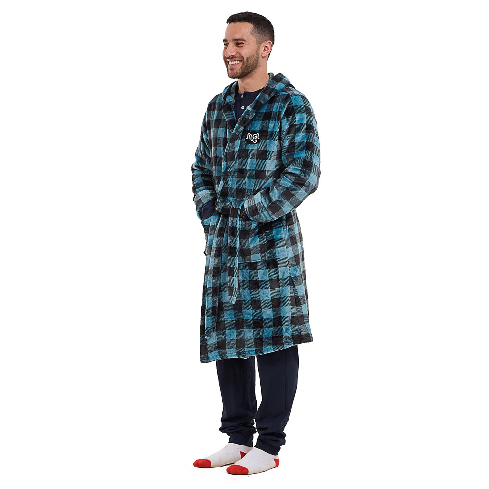 Snuggs Blanket Robe Blue Checkered - Image 2