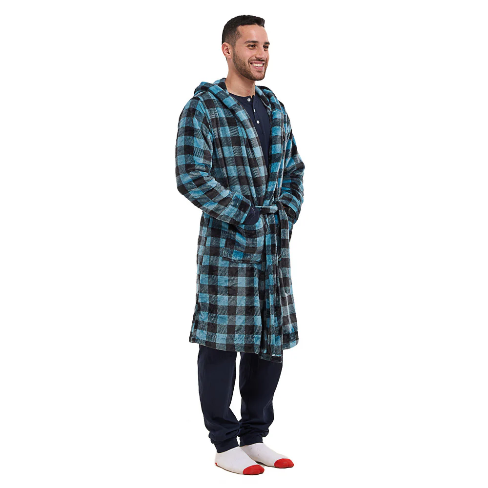 Snuggs Blanket Robe Blue Checkered - Image 3