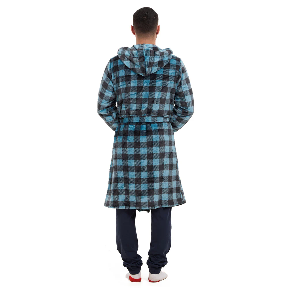 Snuggs Blanket Robe Blue Checkered - Image 4