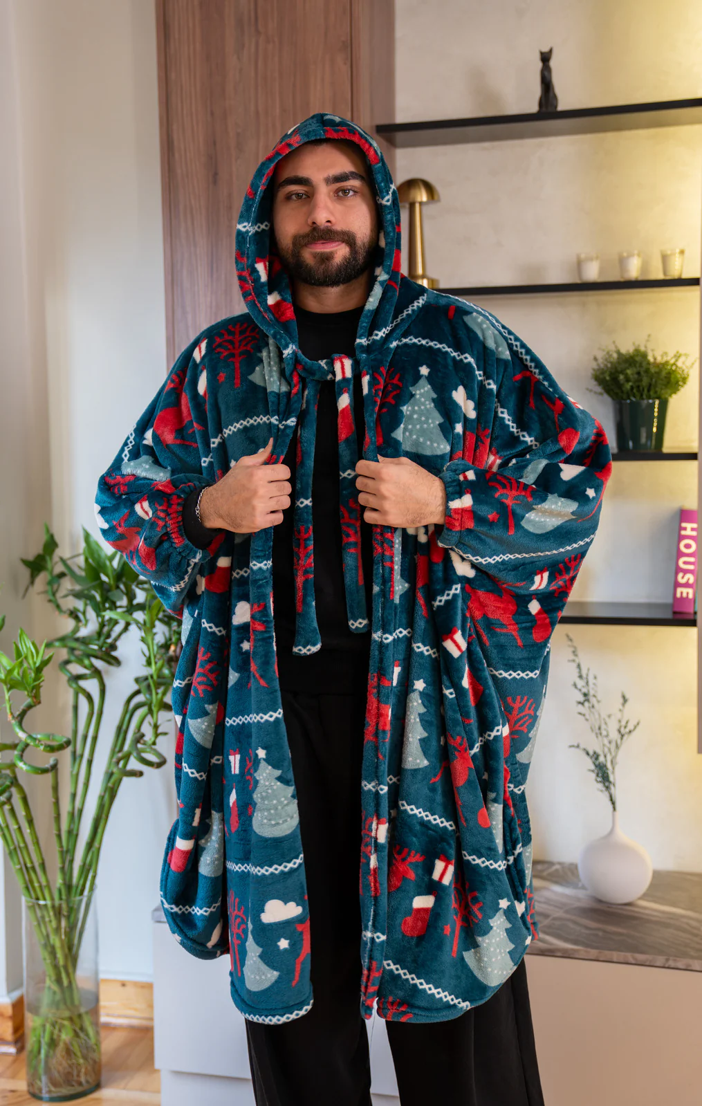Snuggs The Cloak Blanket Christmas Teal Deer - Image 2