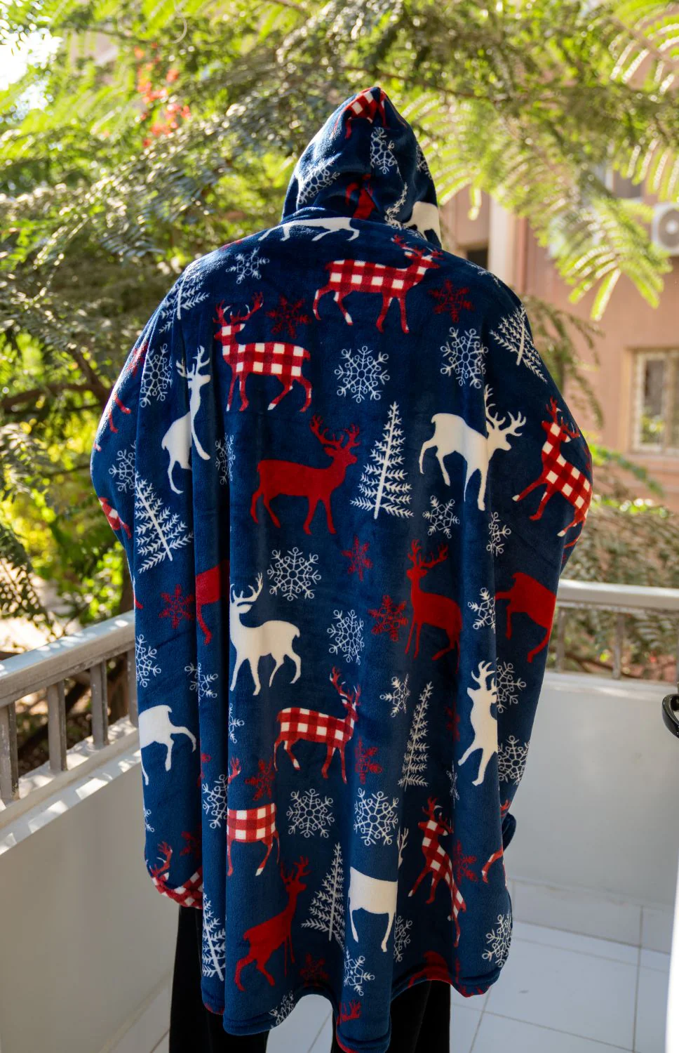 Snuggs The Cloak Blanket Christmas Dark Blue Deer - Image 5
