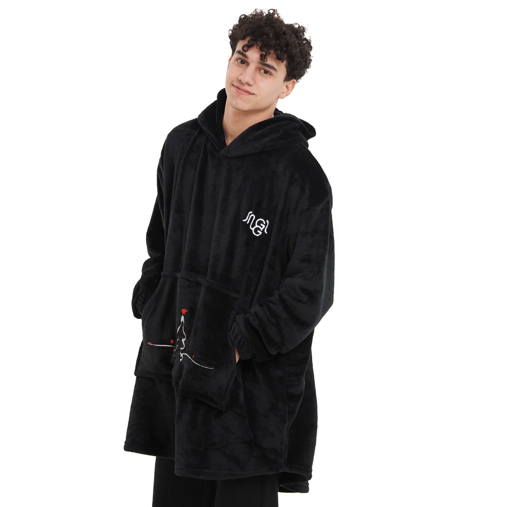 Snuggs Blanket Hoodie Black Christmas Tree Pocket - Image 3