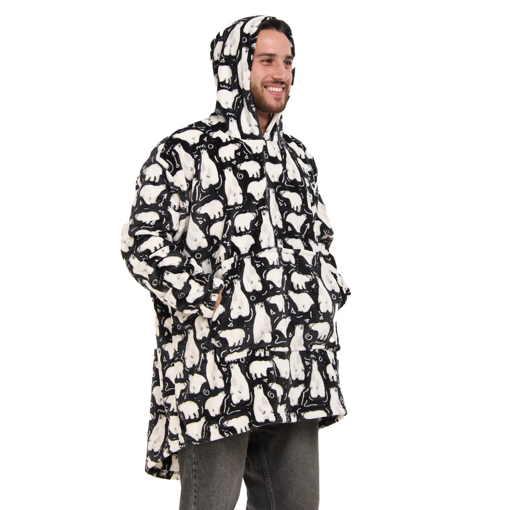 Snuggs Blanket Hoodie Black Polar Bear - Image 3