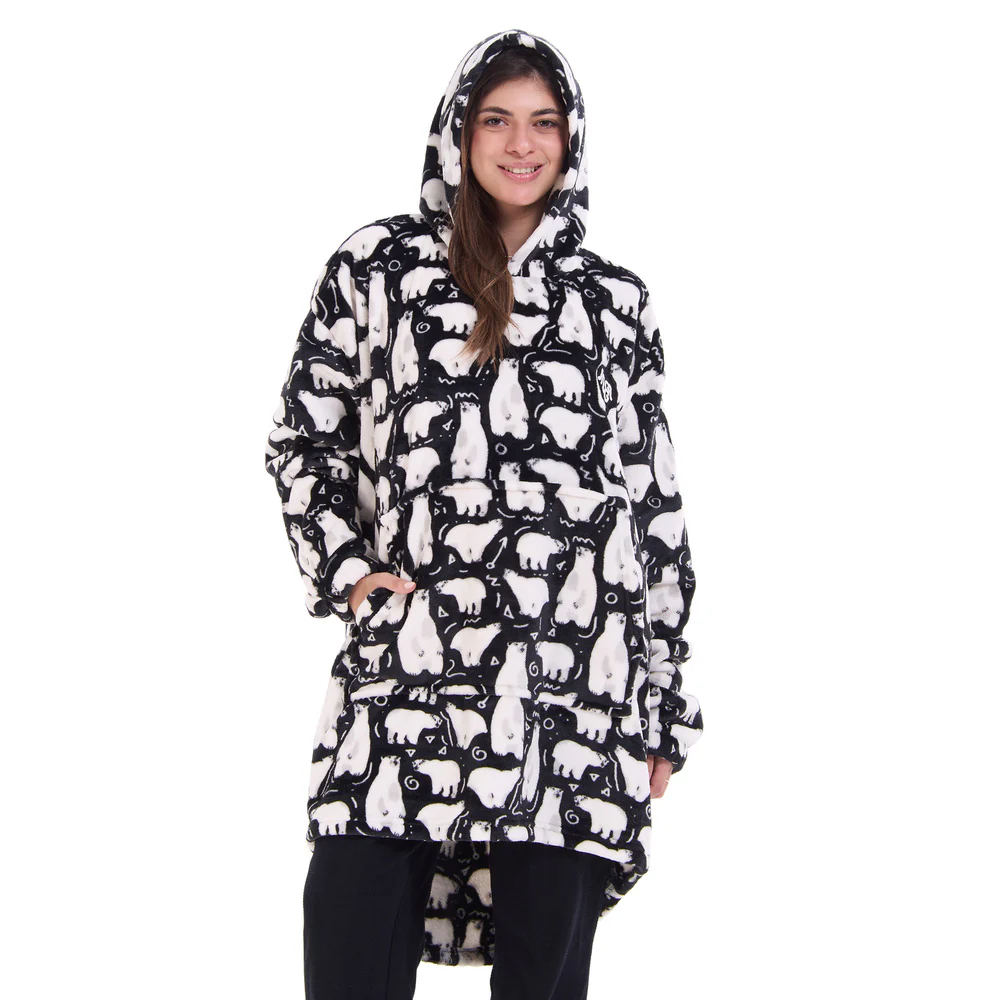 Snuggs Blanket Hoodie Black Polar Bear - Image 4