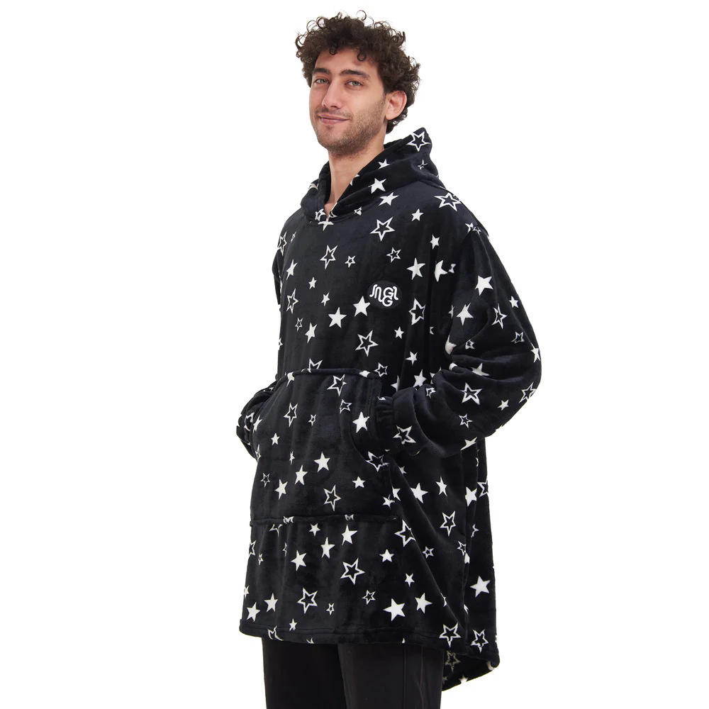 Snuggs Blanket Hoodie Black Stars - Image 2