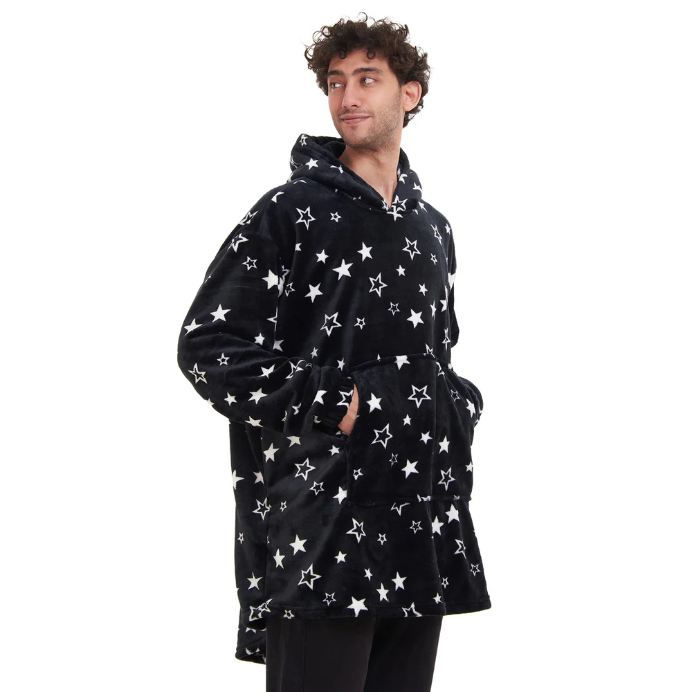 Snuggs Blanket Hoodie Black Stars - Image 3