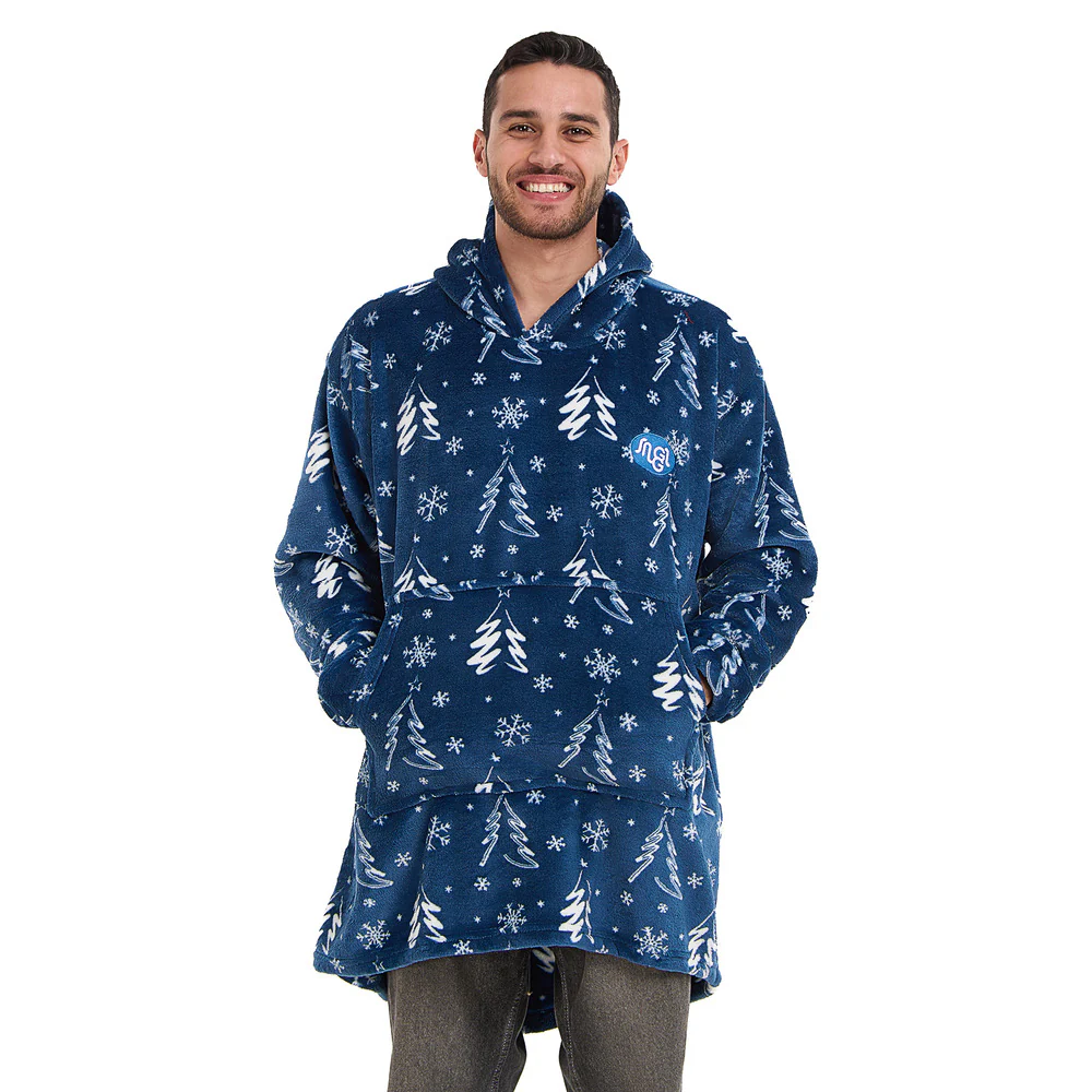 Snuggs Blanket Hoodie Blue Christmas Tree - Image 2