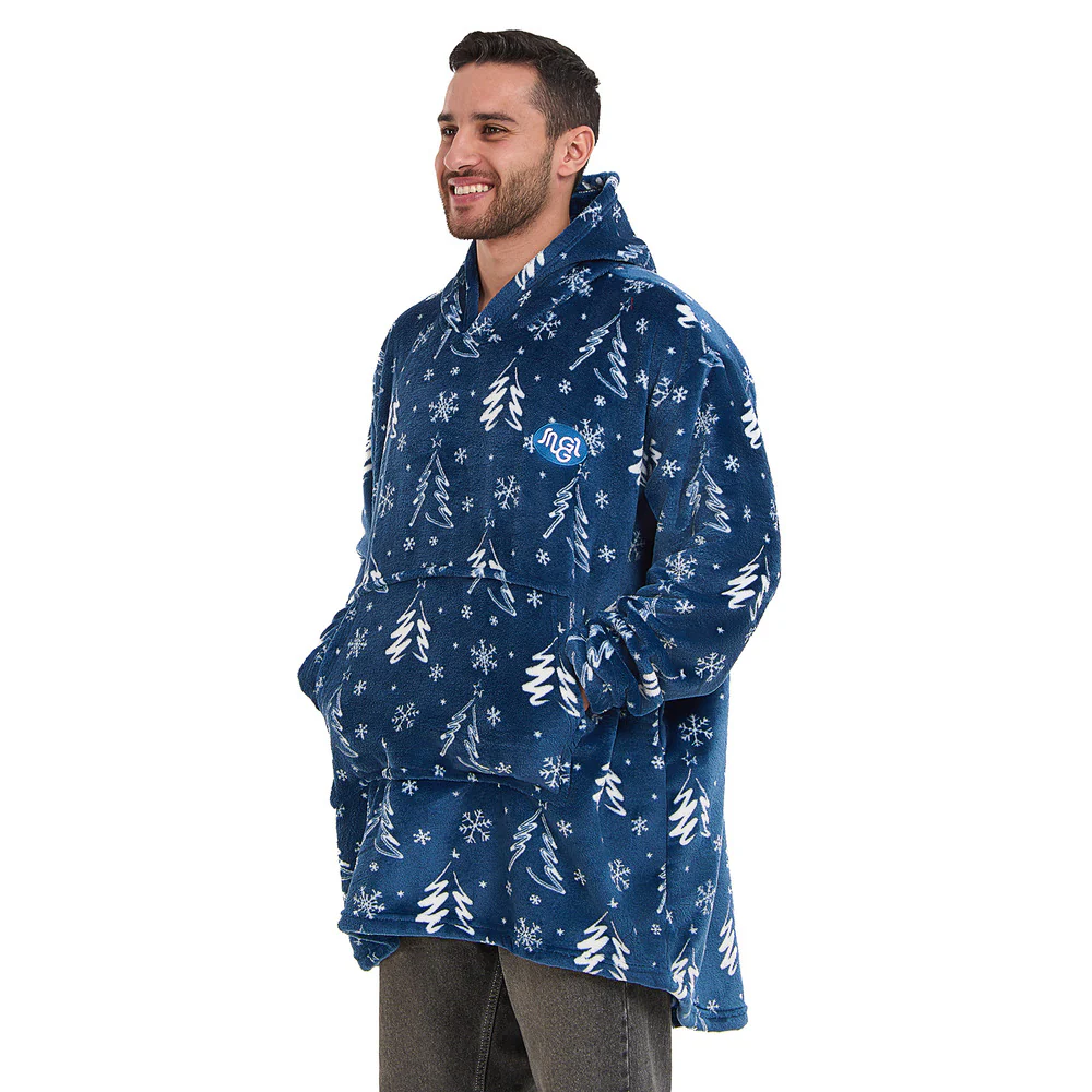 Snuggs Blanket Hoodie Blue Christmas Tree - Image 3
