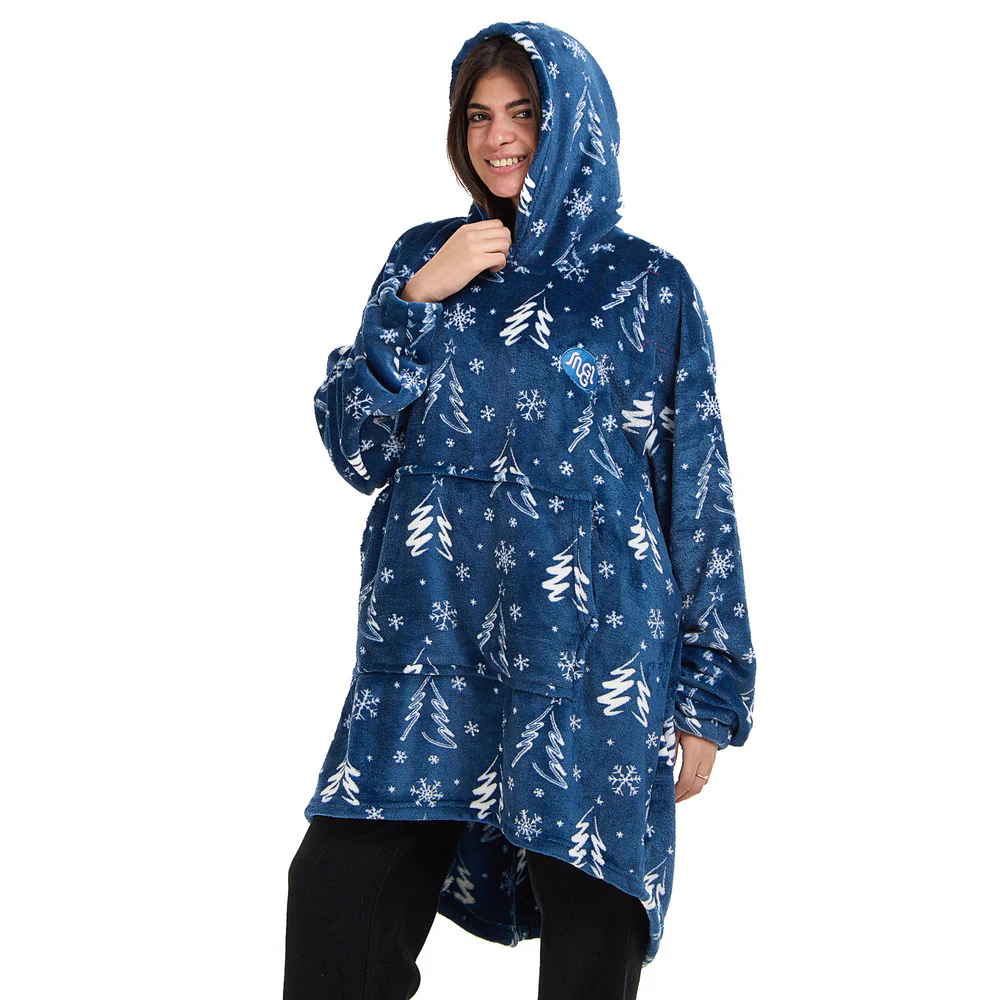 Snuggs Blanket Hoodie Blue Christmas Tree - Image 4