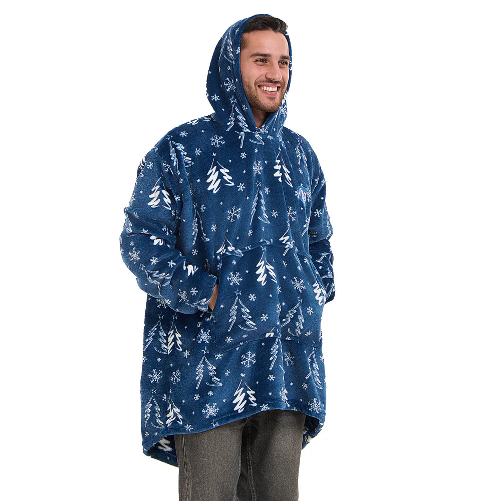 Snuggs Blanket Hoodie Blue Christmas Tree - Image 5