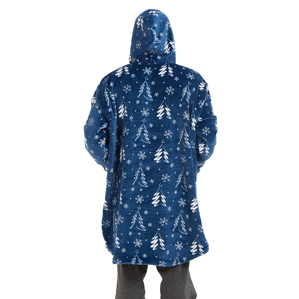 Snuggs Blanket Hoodie Blue Christmas Tree - Image 7