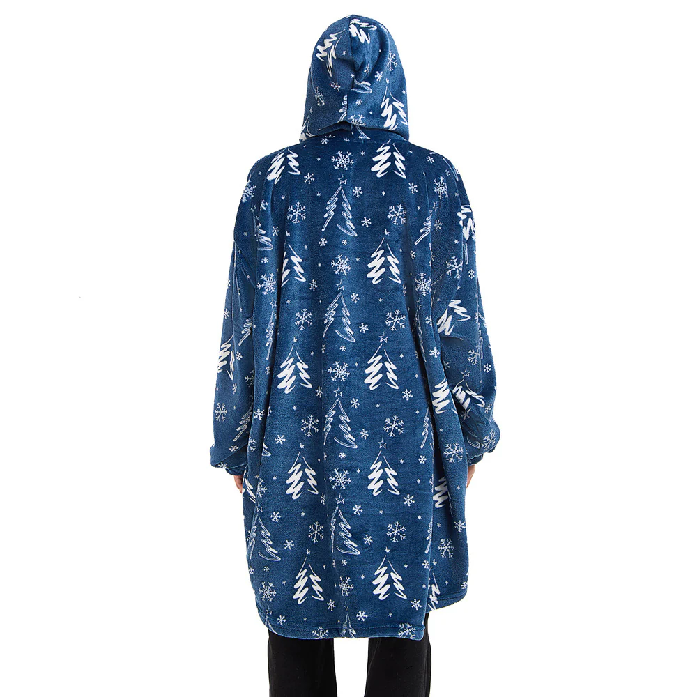 Snuggs Blanket Hoodie Blue Christmas Tree - Image 8