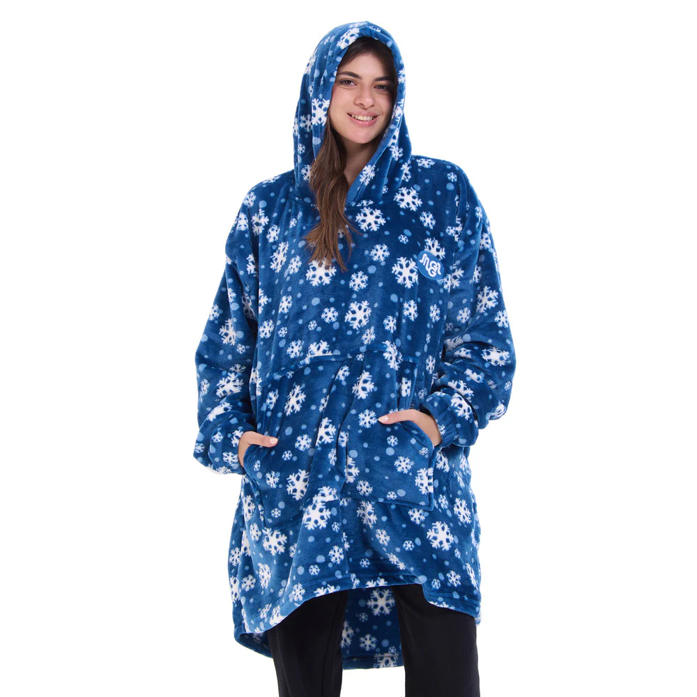 Snuggs Blanket Hoodie Blue Snowflakes - Image 2