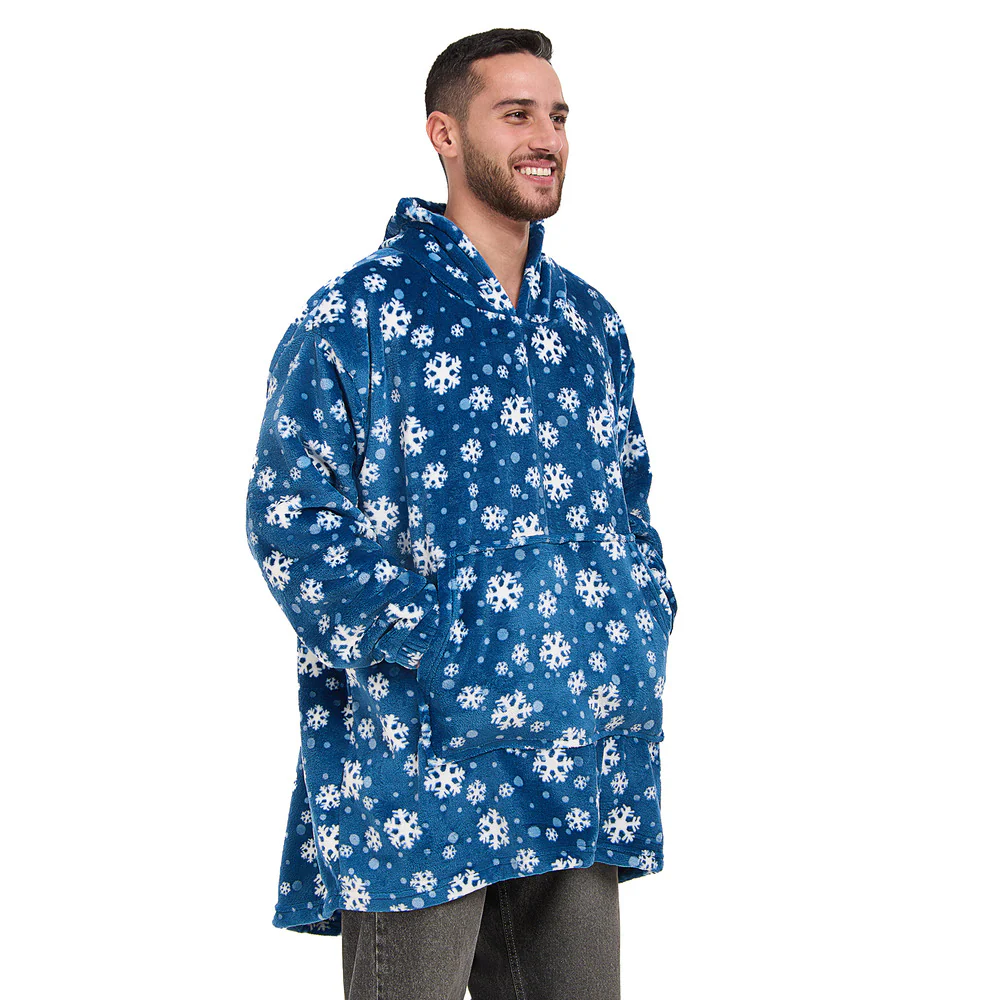 Snuggs Blanket Hoodie Blue Snowflakes - Image 3