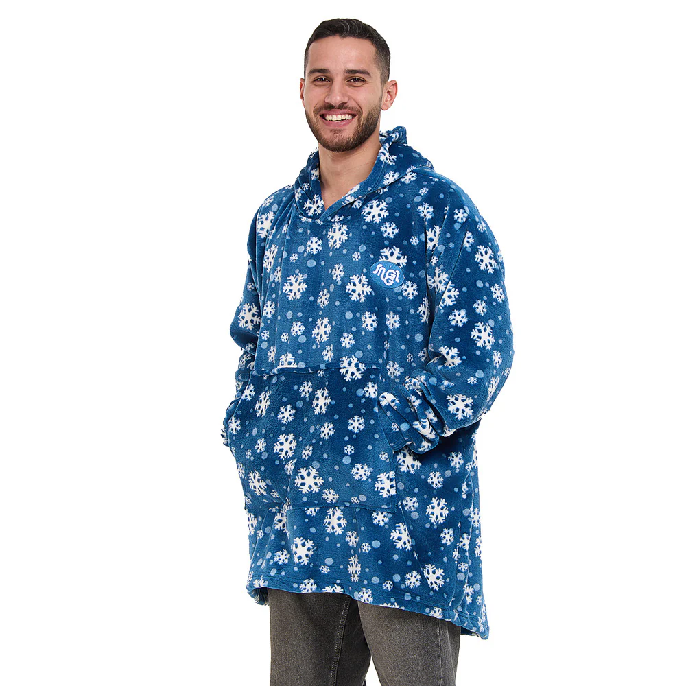 Snuggs Blanket Hoodie Blue Snowflakes - Image 5