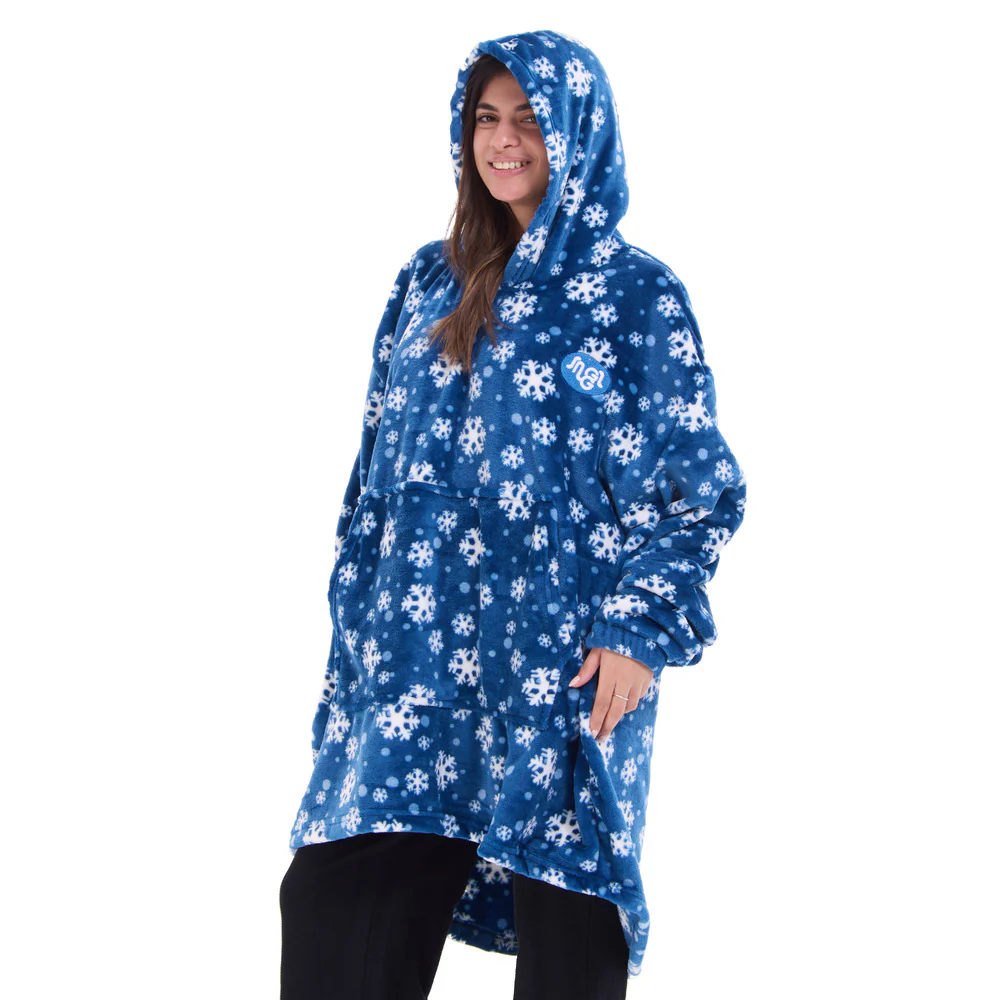 Snuggs Blanket Hoodie Blue Snowflakes - Image 6