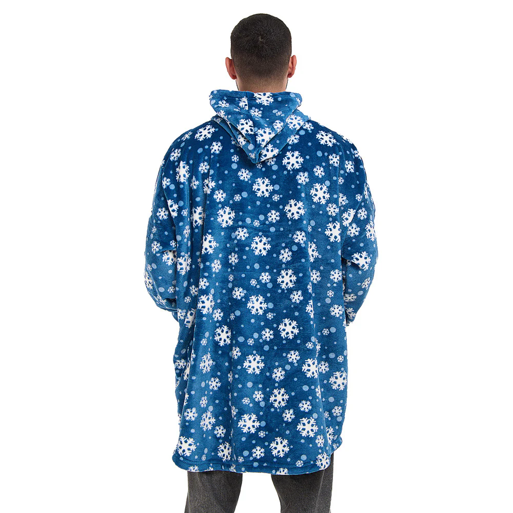 Snuggs Blanket Hoodie Blue Snowflakes - Image 7