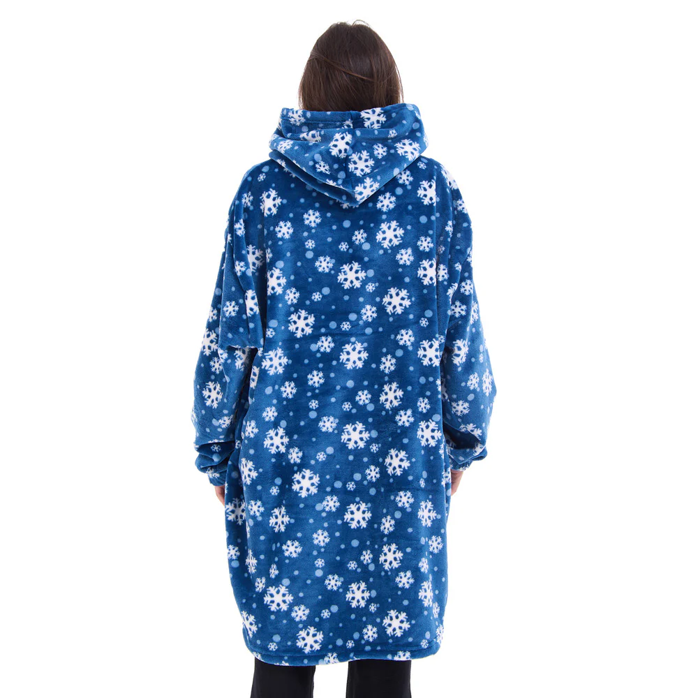Snuggs Blanket Hoodie Blue Snowflakes - Image 8