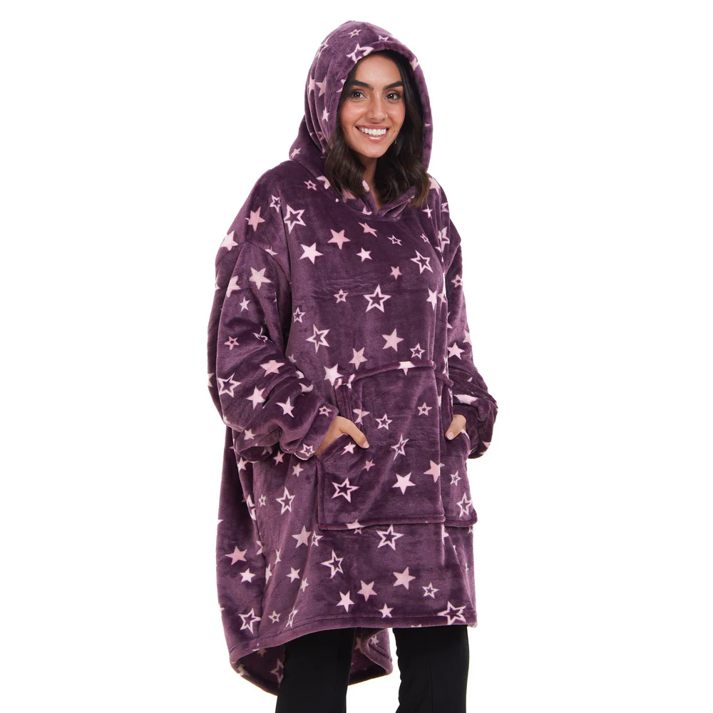 Snuggs Blanket Hoodie Purple stars - Image 3