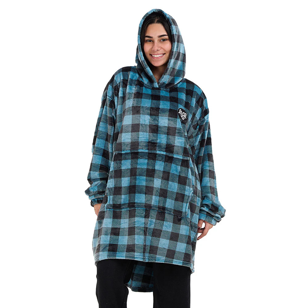 Snuggs Blanket Hoodie Checkered Blue - Image 2