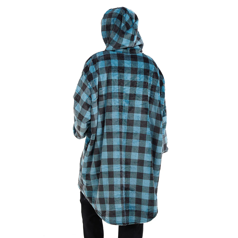 Snuggs Blanket Hoodie Checkered Blue - Image 3