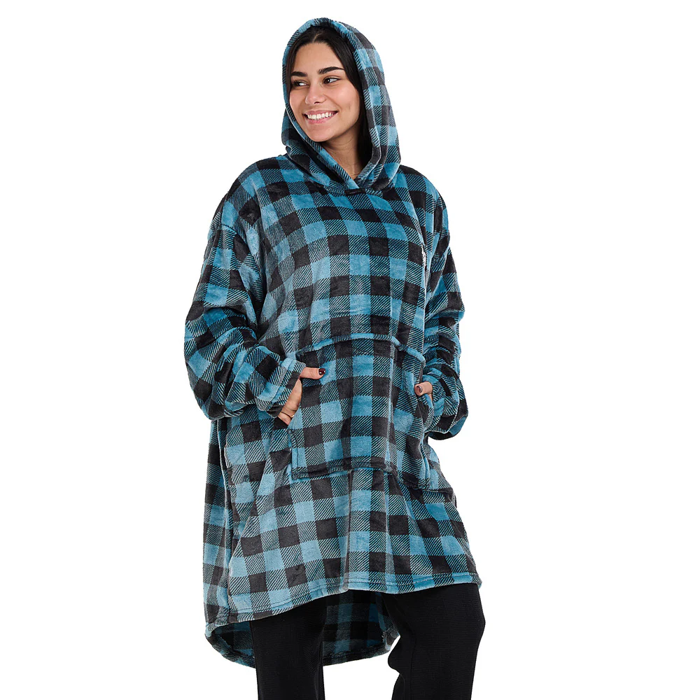 Snuggs Blanket Hoodie Checkered Blue - Image 4