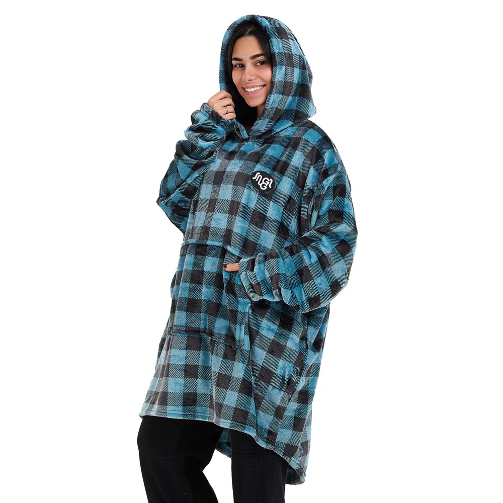 Snuggs Blanket Hoodie Checkered Blue - Image 6