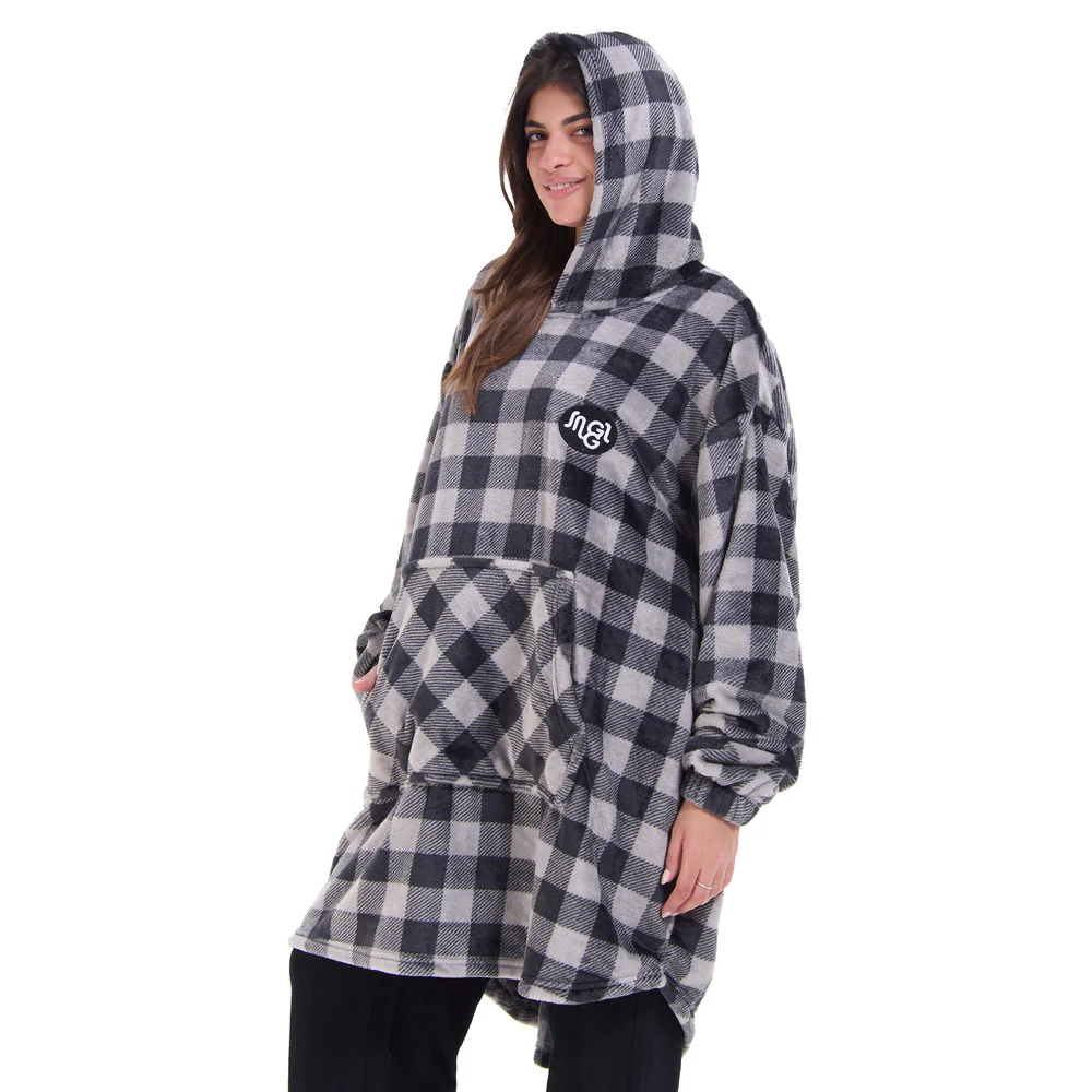 Snuggs Blanket Hoodie Checkered Grey - Image 4