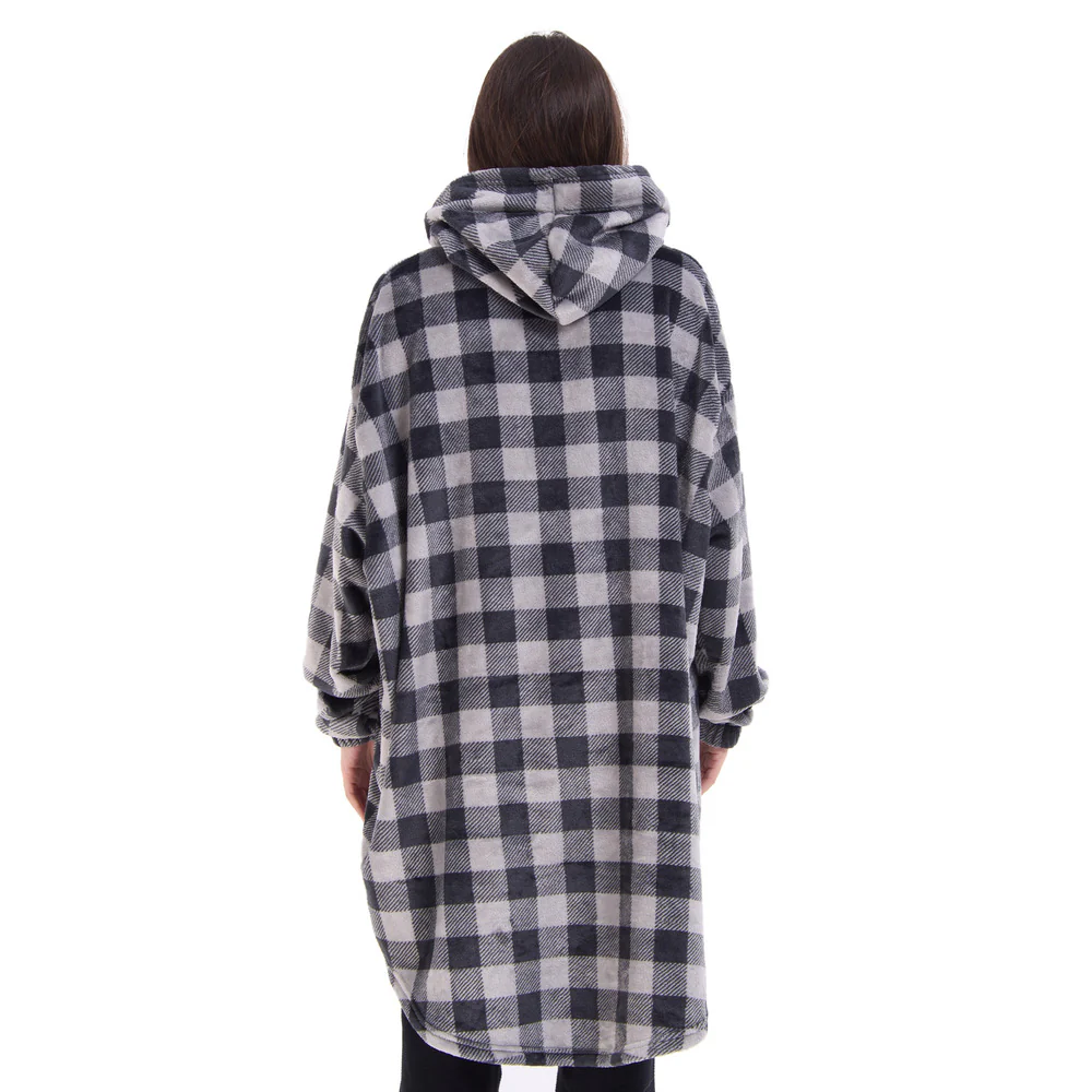 Snuggs Blanket Hoodie Checkered Grey - Image 5