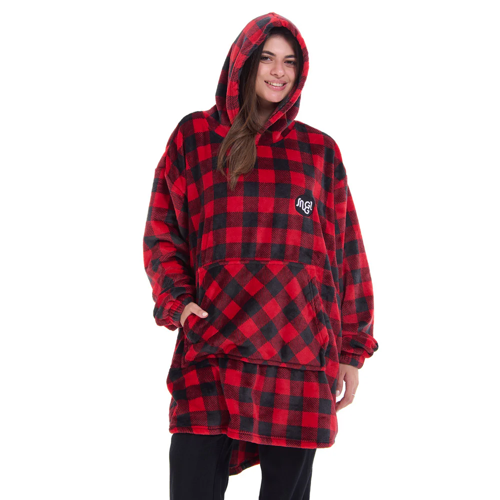 Snuggs Blanket Hoodie Checkered Red - Image 2