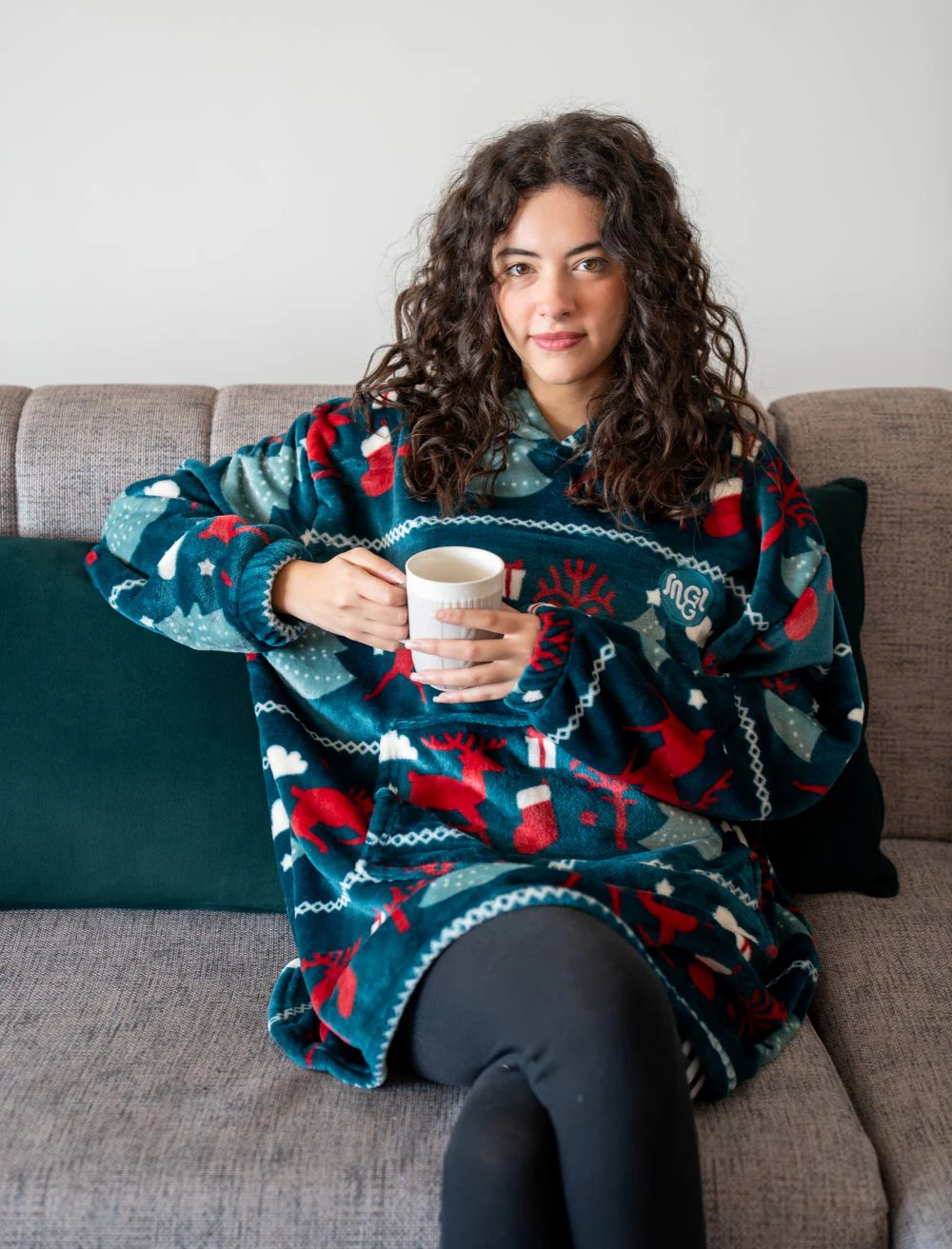 Snuggs Blanket Hoodie Teal Deer - Image 4
