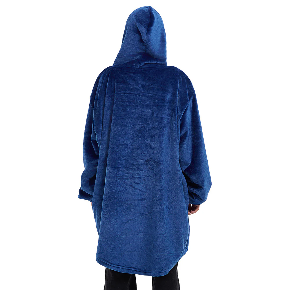Snuggs Blanket Hoodie Dark Blue Christmas Deer Pocket - Image 7